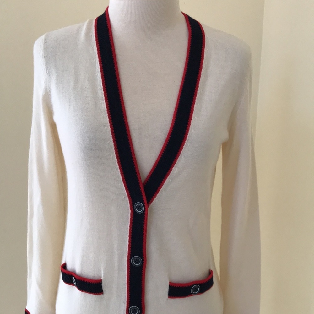 Talbots Cream Front Button Merino Wool Cardigan . - image 2